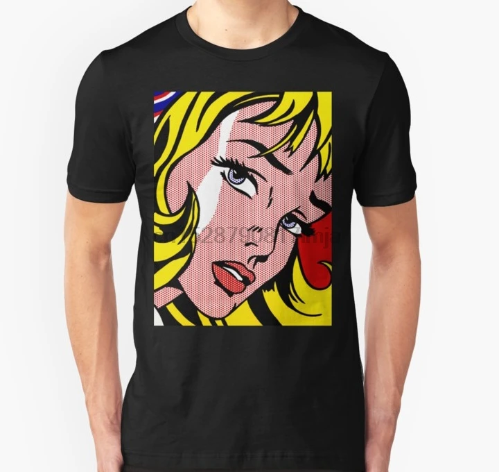 Мужская футболка Pop art girl face Roy Lichtenstein унисекс wo футболки|Мужские футболки| |