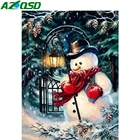 AZQSD масляная краска для рисования по номерам снеговик Diy Краска по номерам для взрослых Зимний домашний декор художественные наборы Рисование холст 50x40 см без рамки