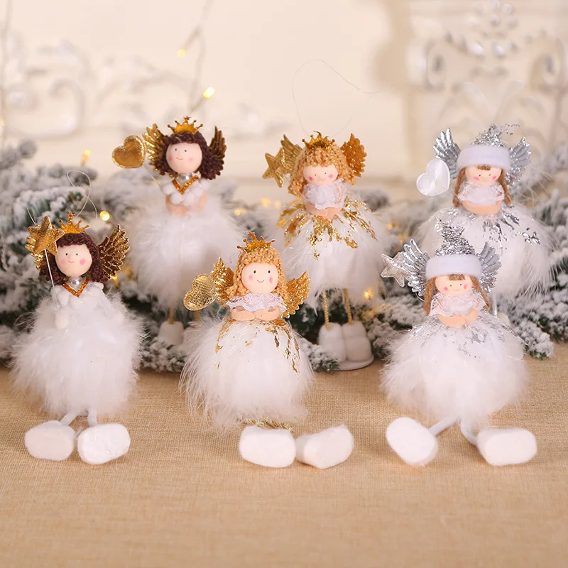 

Hanging Angel Girl Doll for 2021 Christmas Day Plush Toys Doll Ornaments Christmas Tree Home Party Decoration Accessories