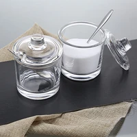 1pcs transparent glass seasoning can with spoon spice jar for sugar salt pepper powder spice container kitchen tools