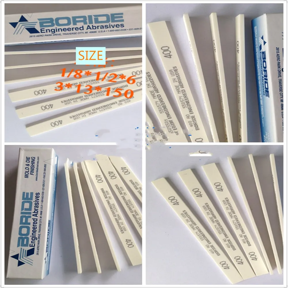 12pcs U.S.A BORIDE OIL STONE STRIP  1/8*1/2*6  1/4*1/4*6 1/4*1/2*6 WHITE 400# EACH BOX