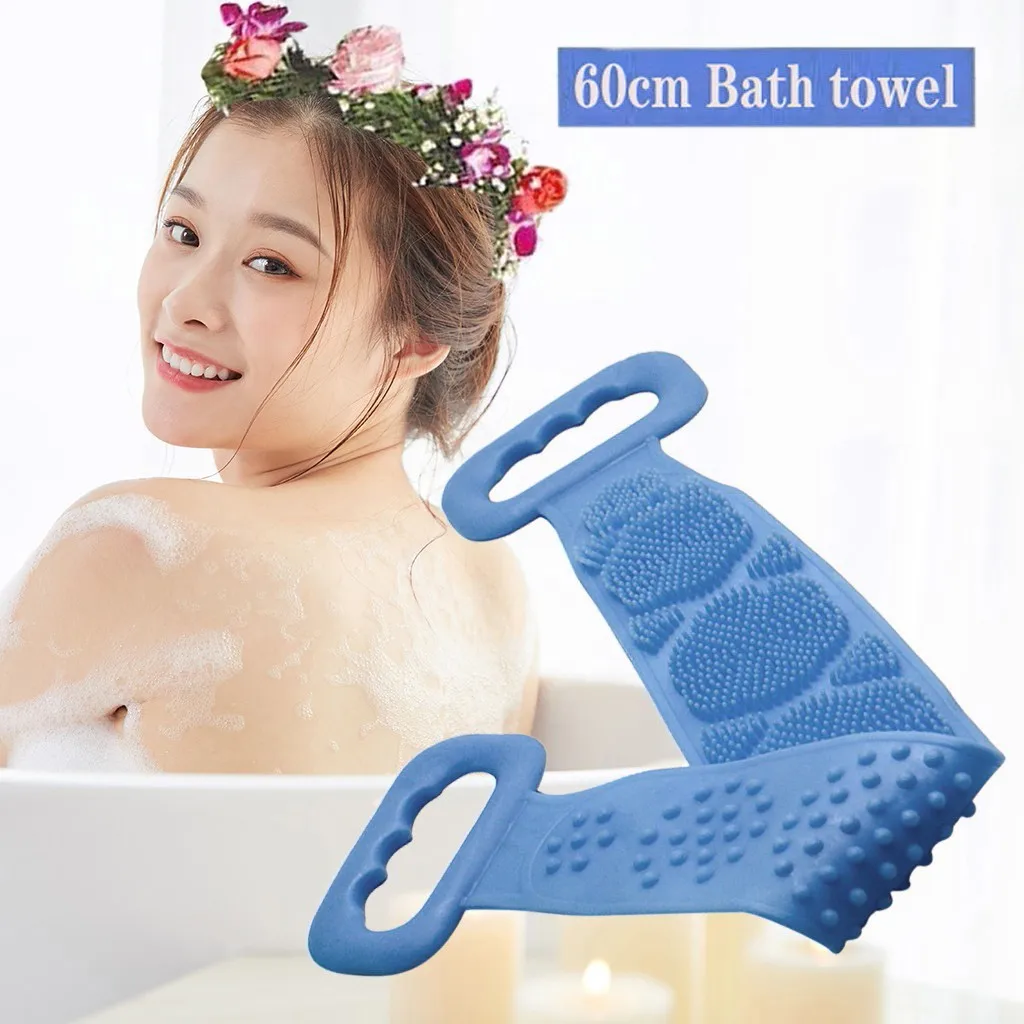 Силиконовая щетка для мытья душа и спины мягкое банное полотенце отшелушивающая
