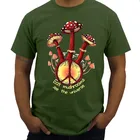 Мужская черная футболка хиппи ест грибы см Вселенной футболка черный бренд Shubuzhi хлопковая Футболка Перевозка груза падения