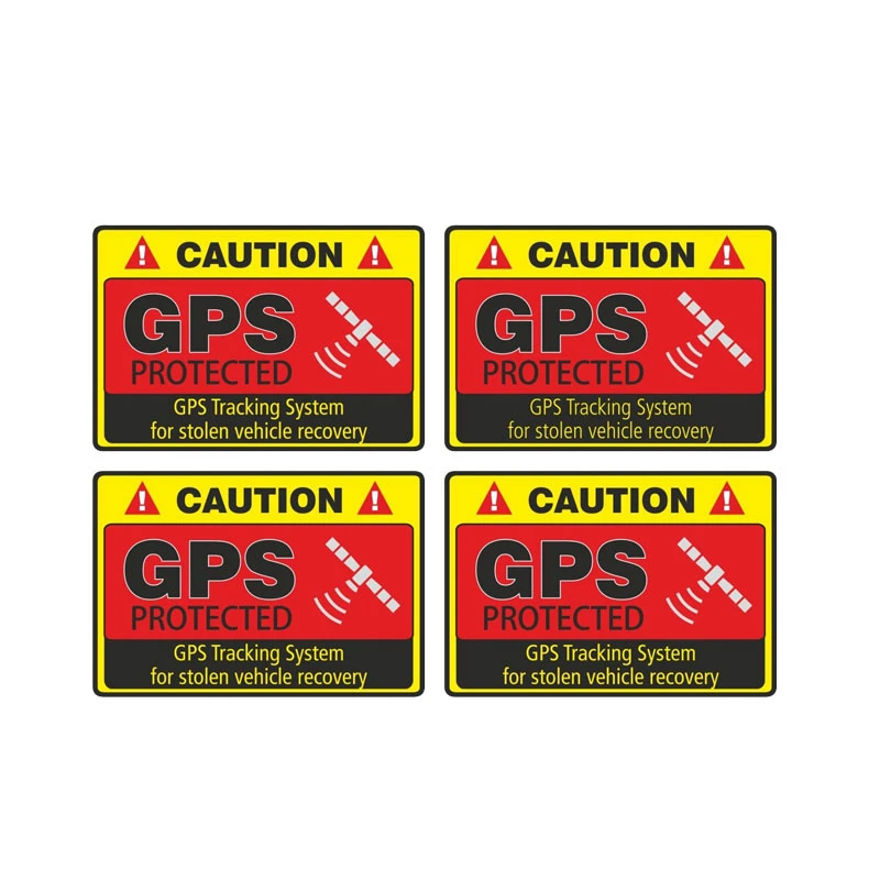 

Car Sticker 4X Warning GPS Tracking System Protection Car and Motorcycle Laptop External Waterproof PVC Decal, 8cm*5.2cm