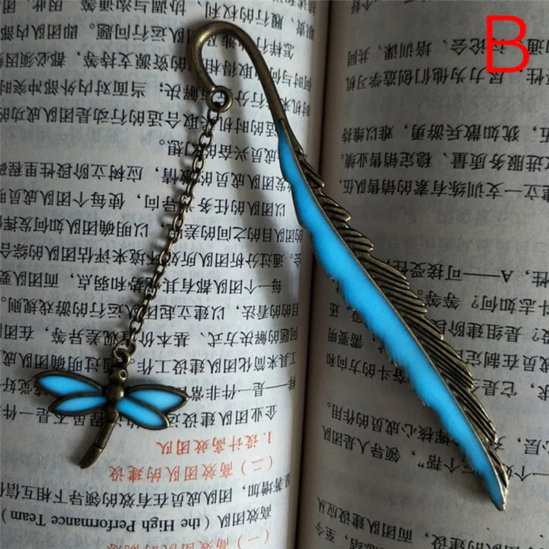 

1pcs Butterfly Dragonfly Bookmark Retro Feather Luminous Bookmark Read Maker School Stationery Supplies