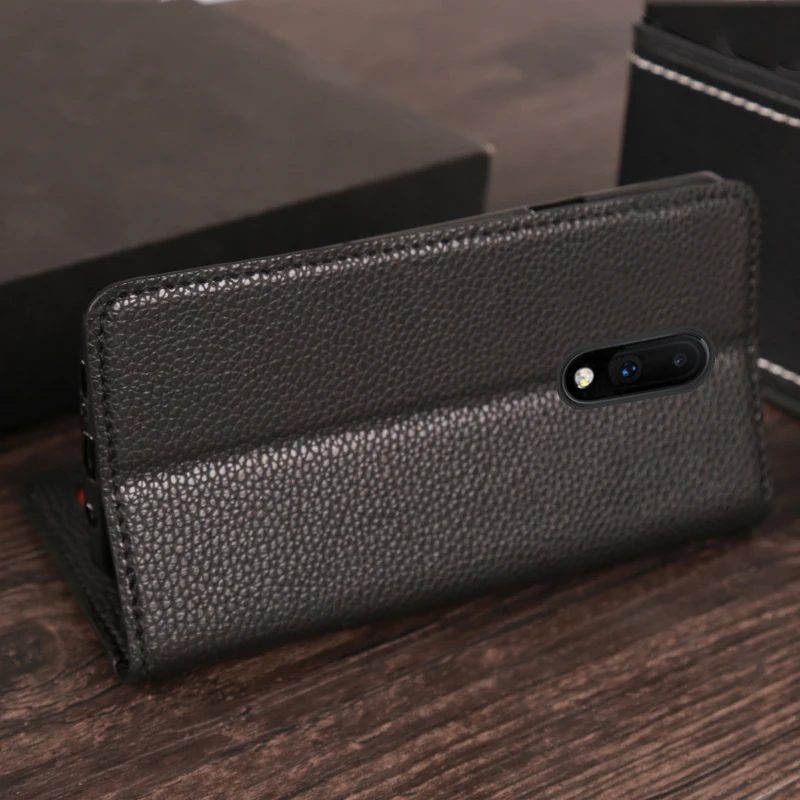 

Flip Phone Case PU lychee texture three card Phone Case For OnePlus 6 6T 7 7 Pro Phone back cover