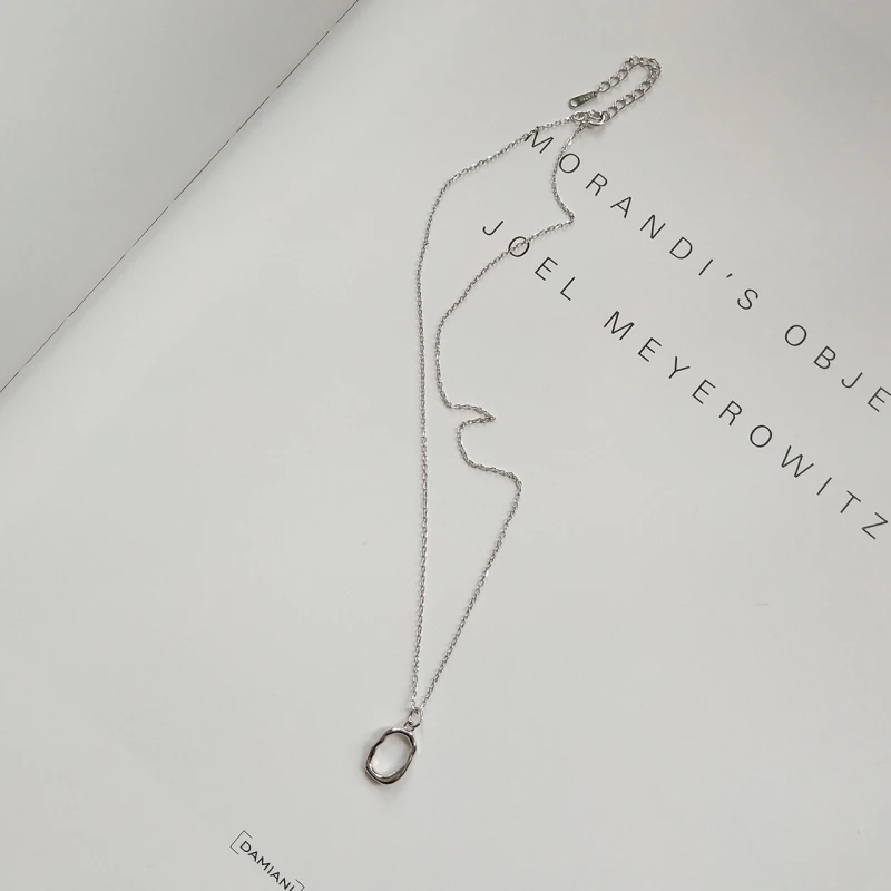 Женское колье-чокер с круглым кольцом геометрическое ожерелье из белого золота