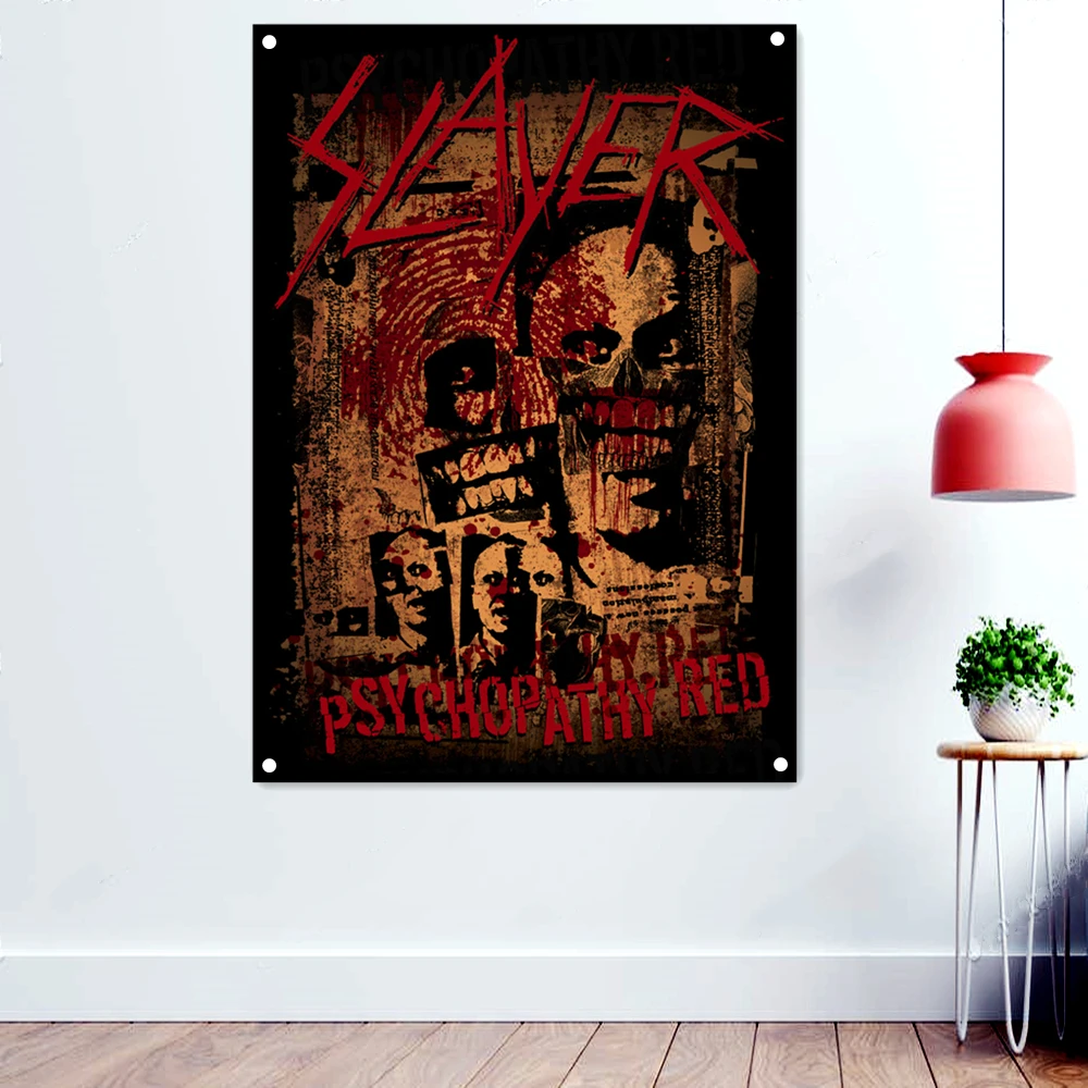 

PSYCHOP ATHY RED Heavy Metal Artwork Banners Wall Art Scary Bloody Background Wallpaper Flags Death Art Tattoos Rock Band Poster
