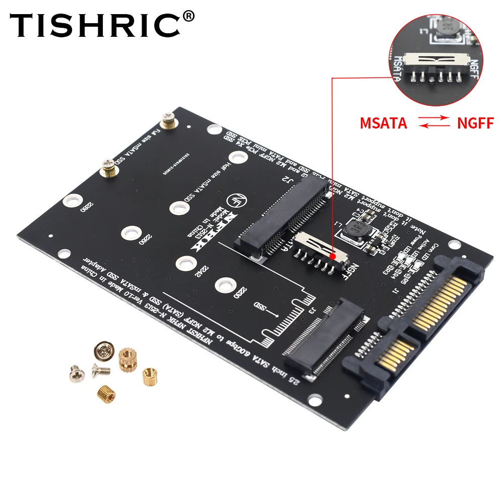 Адаптер TISHRIC 2 5 дюйма SATA 6 0 Гбит/с на M2 NGFF MSATA SSD SATA3.0 плата преобразователя карты для