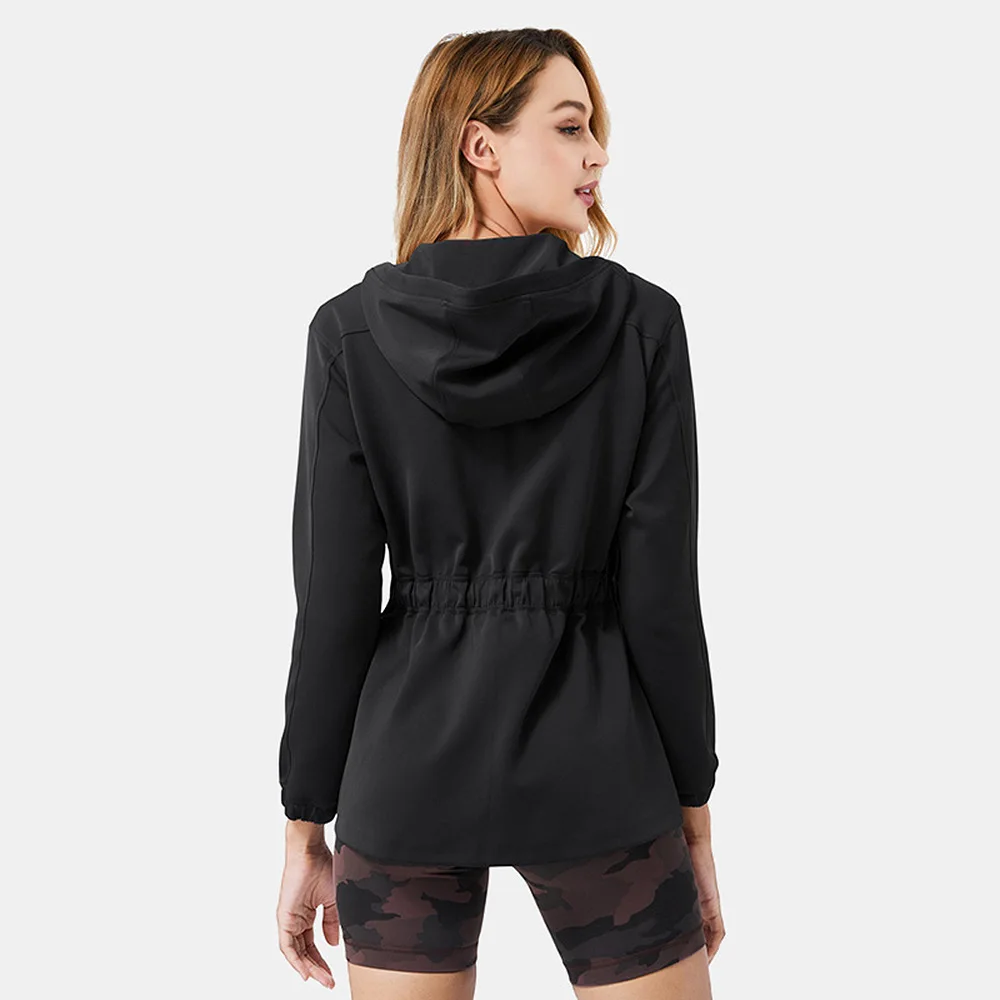 

Sports fitness workout yoga jacket quick-drying breathable autumn and winter hooded jacket for women