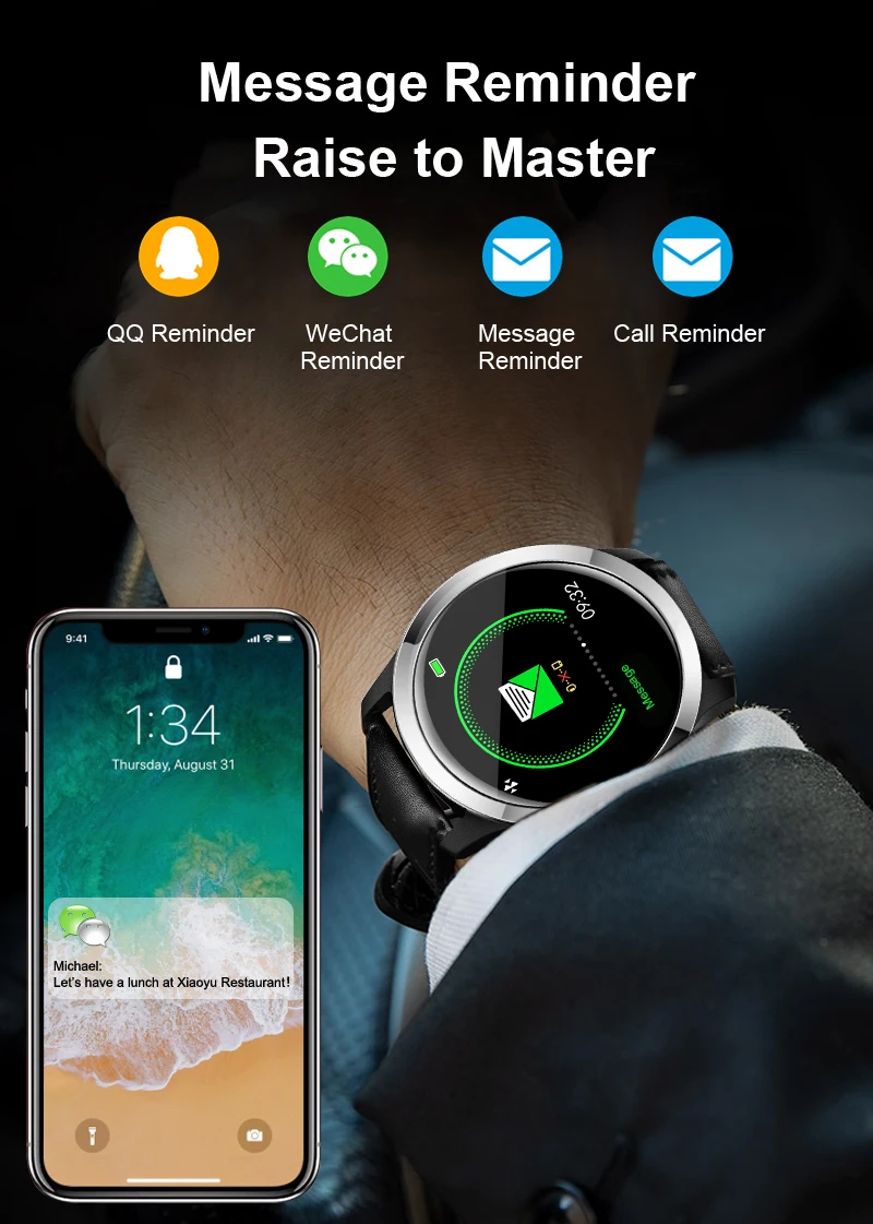 

E70 Smart Watch Fitness Tracker Passometer Sleep Tracker Message Reminder Remote Control Blood Pressure Alarm Clock Smartwatch