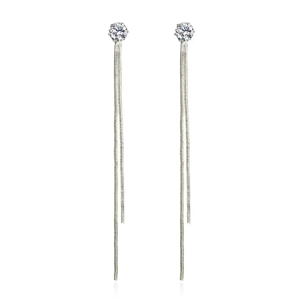 

2020 New Fashion Dangle Hanging Rhinestone Long Drop Earrings Ear Line For Women Simple Snake Chain Tassel Jewelry