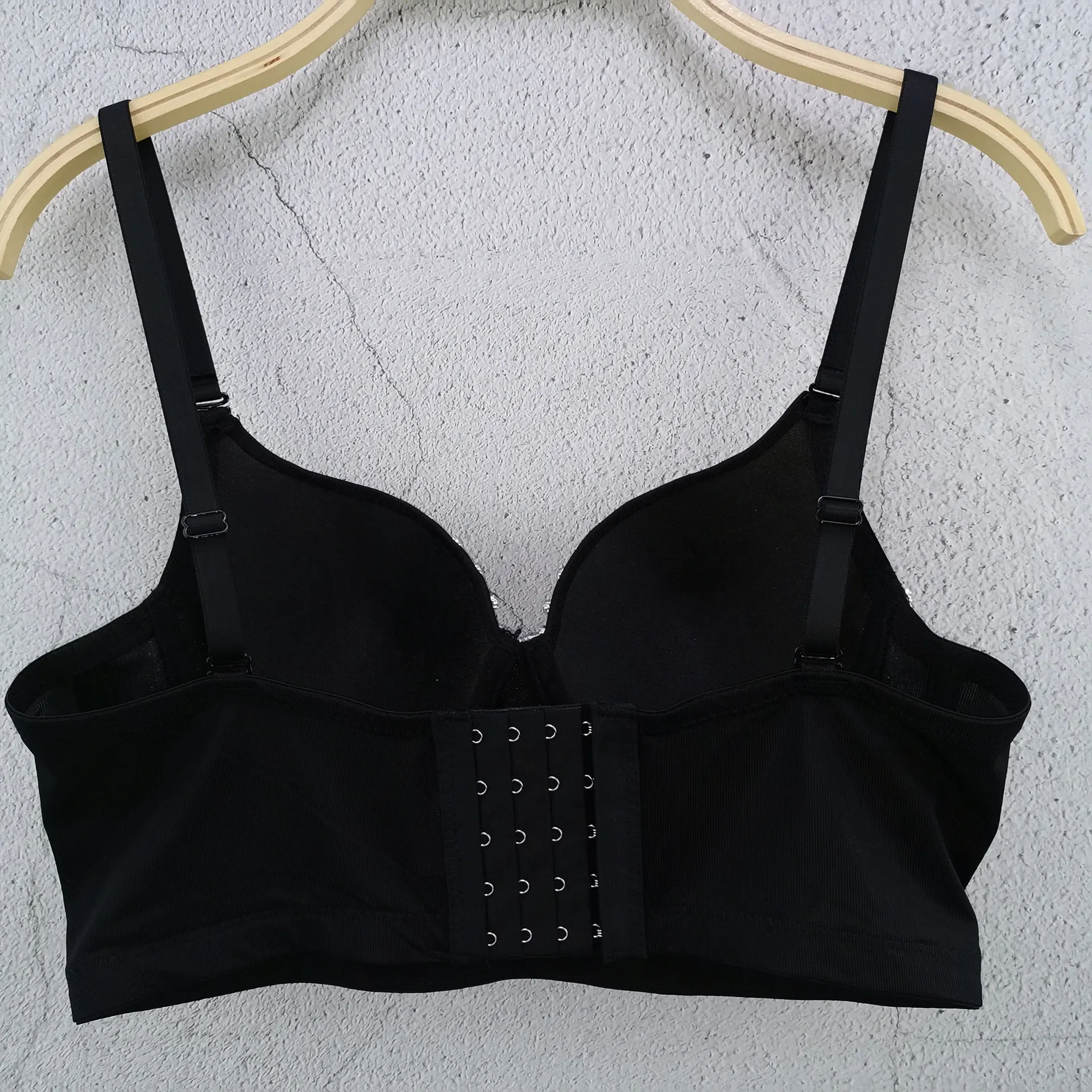 Fashion Women Camisole Top Diamond Crystal Tassels Solid Color Sexy Cropped Top Push Up Bustier Bra Night Club Party Tank Top