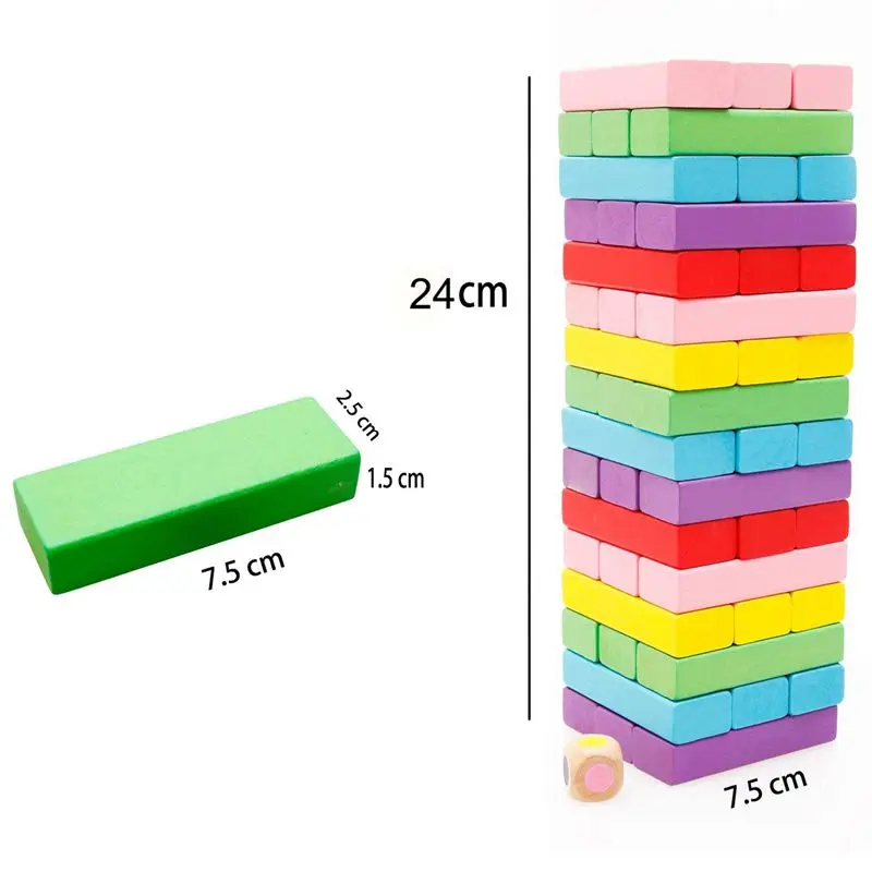 

Wooden Stacking Board Games Building Blocks for Kids - 48 Pieces