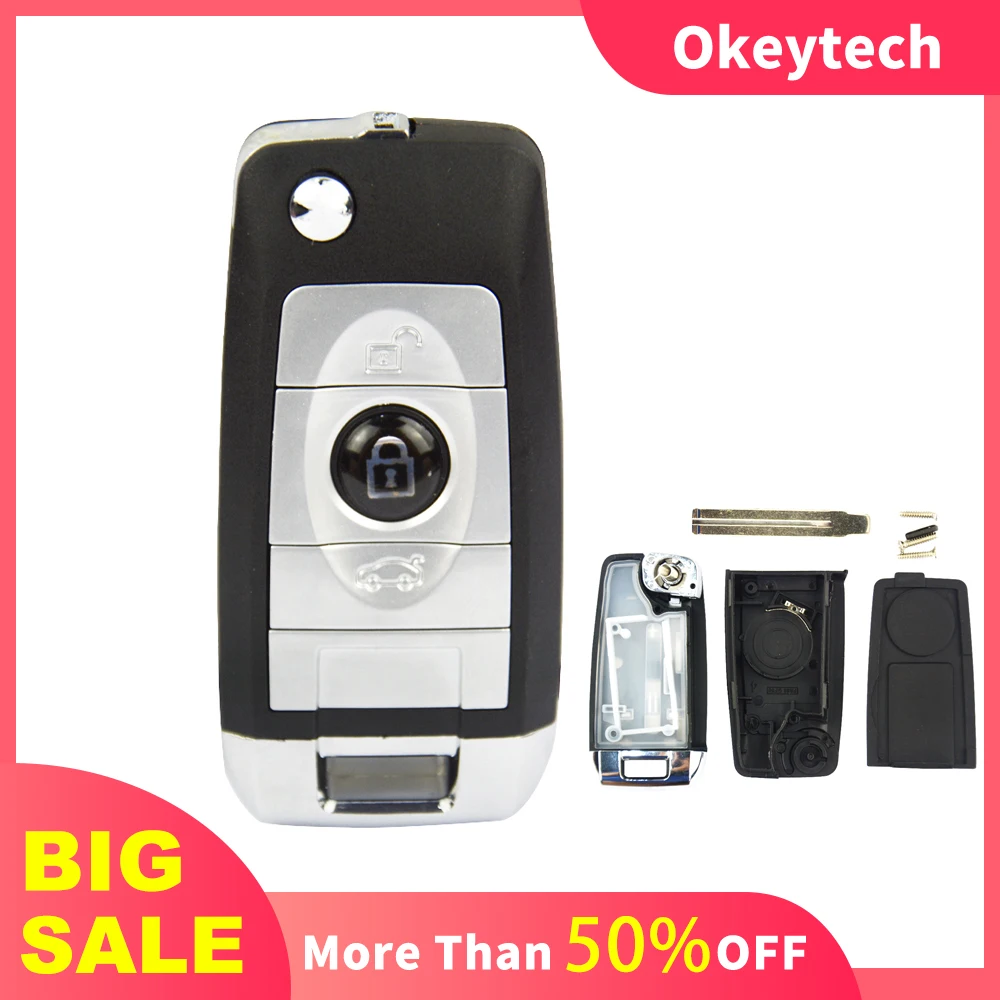 

OkeyTech 3BT Modified Flip Folding Remote Car Key Shell For For Ford Focus Fiesta Mk C Max K Replacement Case Fob HU101 Blade