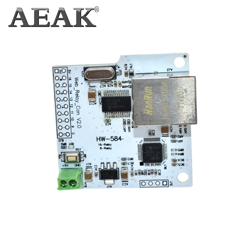 Сетевой релейный переключатель AEAK 28J60 W5100 RJ45 8 каналов 5 В модуль Интернет реле P2P