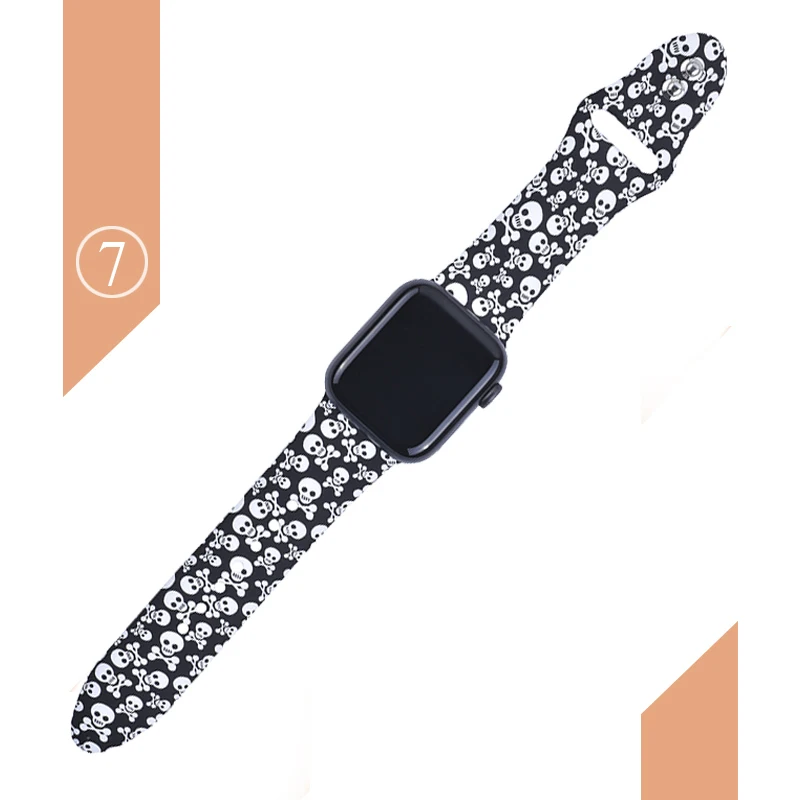 С цветочным узором ремешок для наручных часов Apple Watch 5 4 3 2 1 38/40 мм/42 44 мм мягкий печатным рисунком разноцветных силиконовых спортивный ремешок для наручных часов Iwatch, 4 Для женщин детей - Цвет ремешка: Color 7
