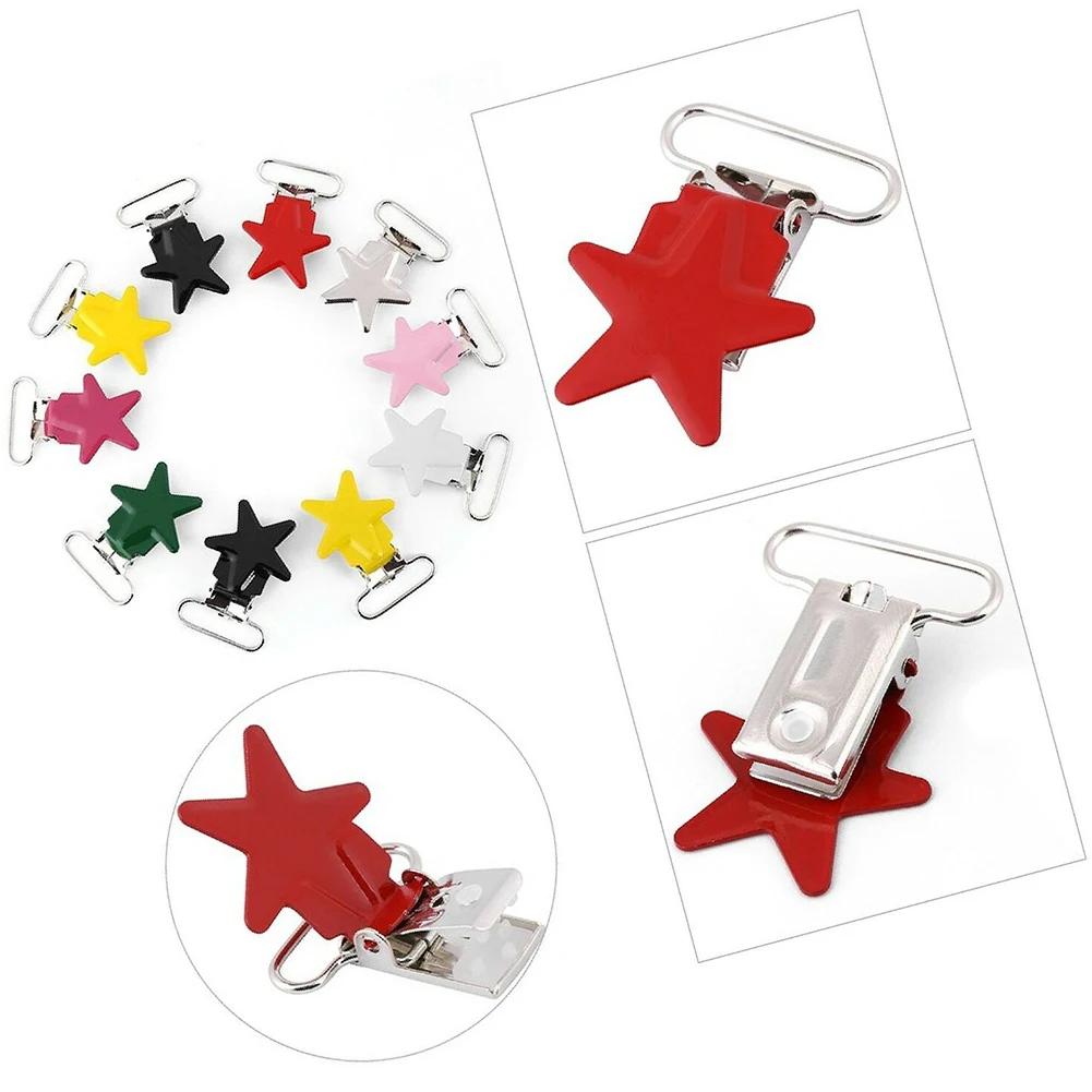 10pcs Soother Iron Holder Nursing Coating Baby Dummy Feeding Accessory Star Shape Rustproof Pacifier Clip Small Strap Multicolor | Мать и