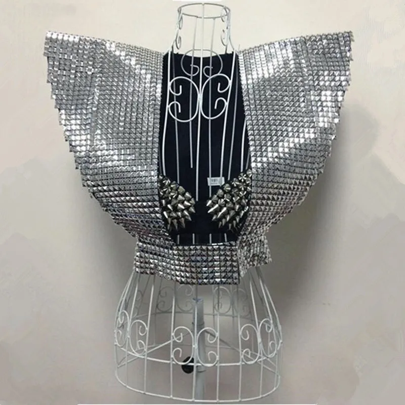 Vest Silver Sequins Ds Costumes Female Dj Sparkling Paragraph Armor Golden Style High Quality Singer Dancer Party | Тематическая