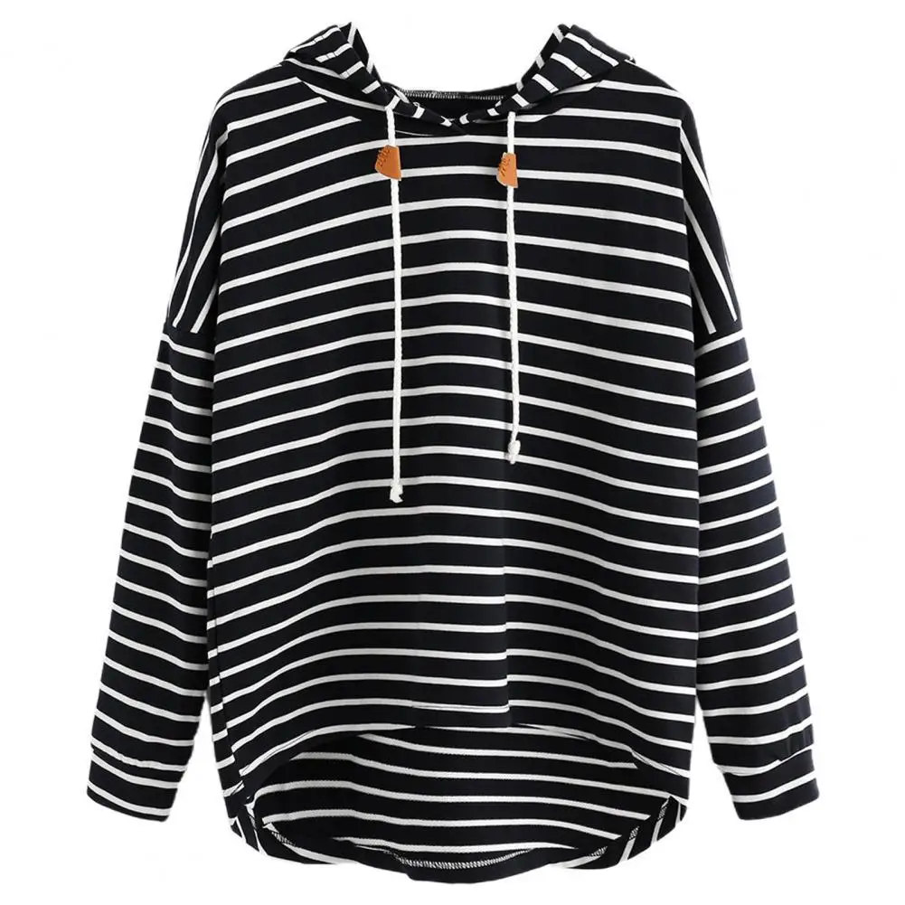 

Пуловер Рубашка полосатая с принтом свободная Полиэстеровая эластичная Повседневная Женская толстовка для дома