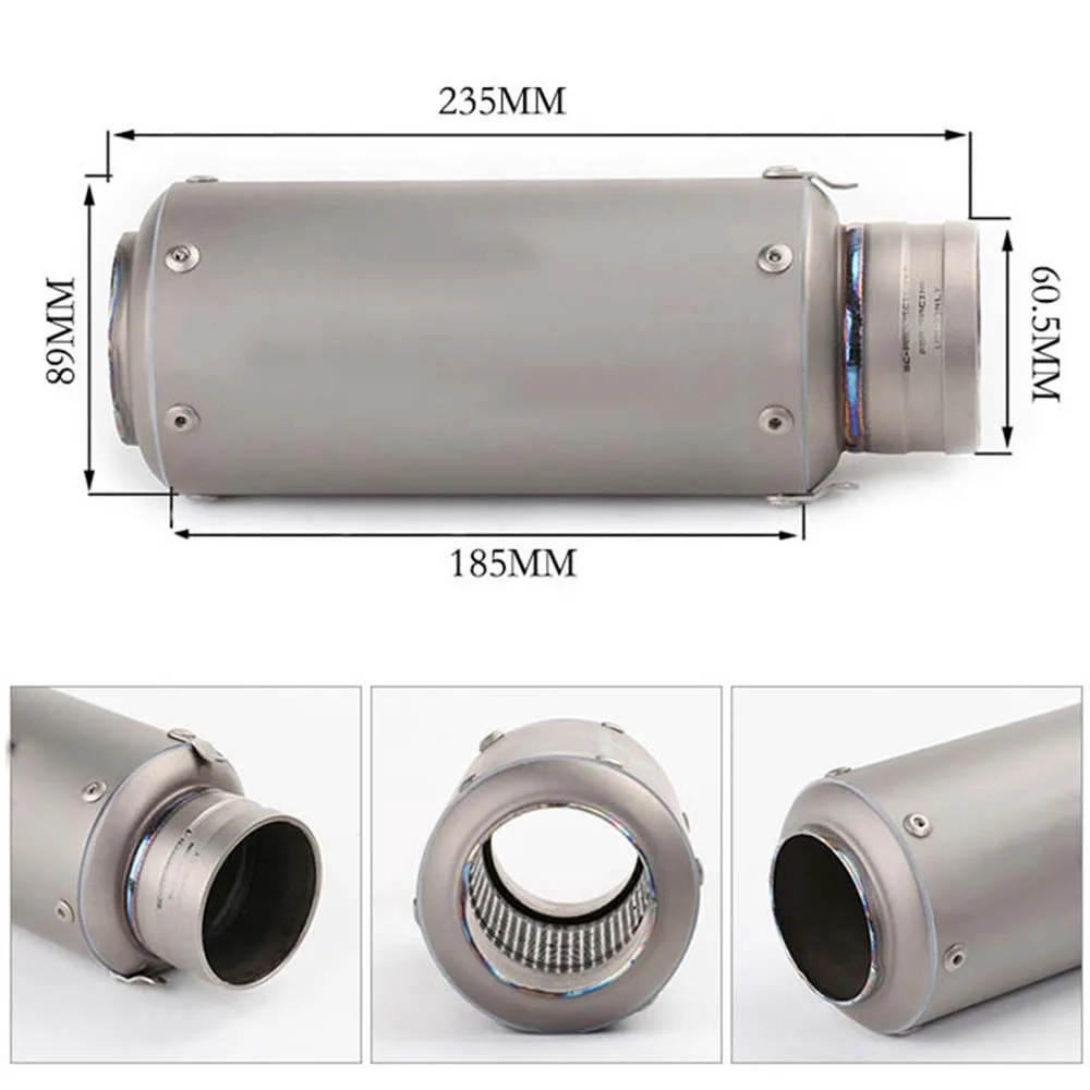 

TKOSM Universal Motorcycle GP PotEscape Titanium Alloy Motorcross Scooter Laser Exhaust Pipe 60mm Muffler For S1000RR CBR1000