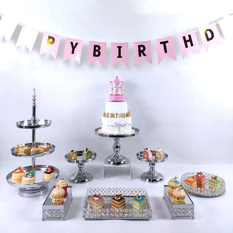 

new 20 electroplate silver cupcake wedding cake stand mirror barware decorating cooking cake tools bakeware set party dinnerware