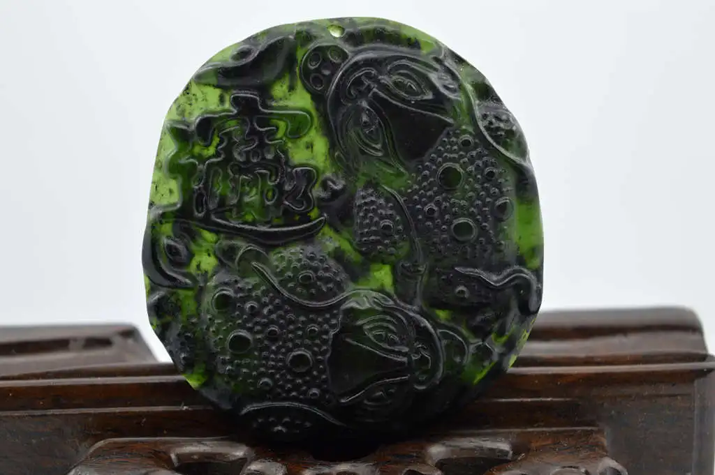 LETSFUN Изящные Ювелирные изделия китайская Нефритовая резьба черный Нефритовый