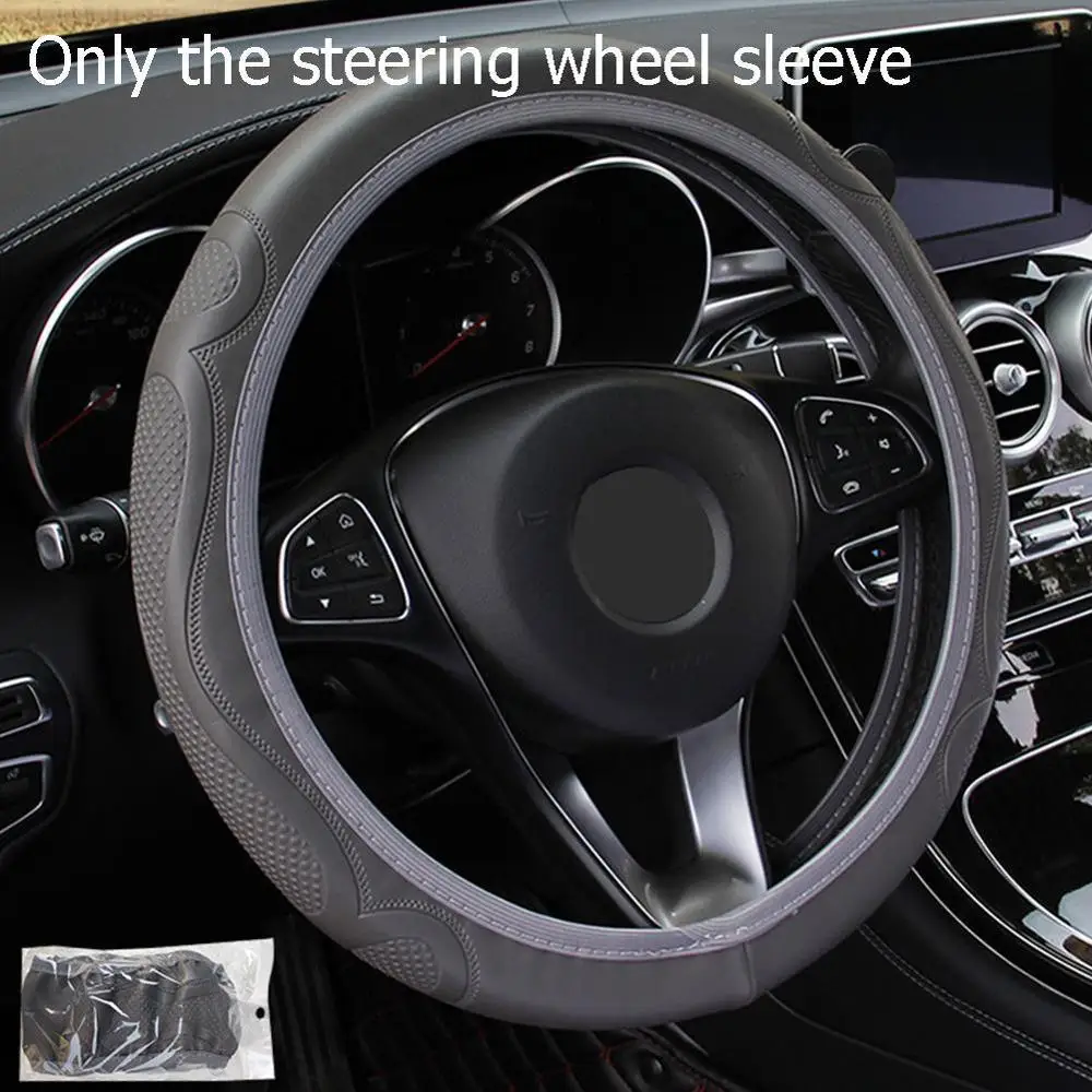 Кожаная универсальная оплетка рулевого колеса автомобиля 38 см автомобильный