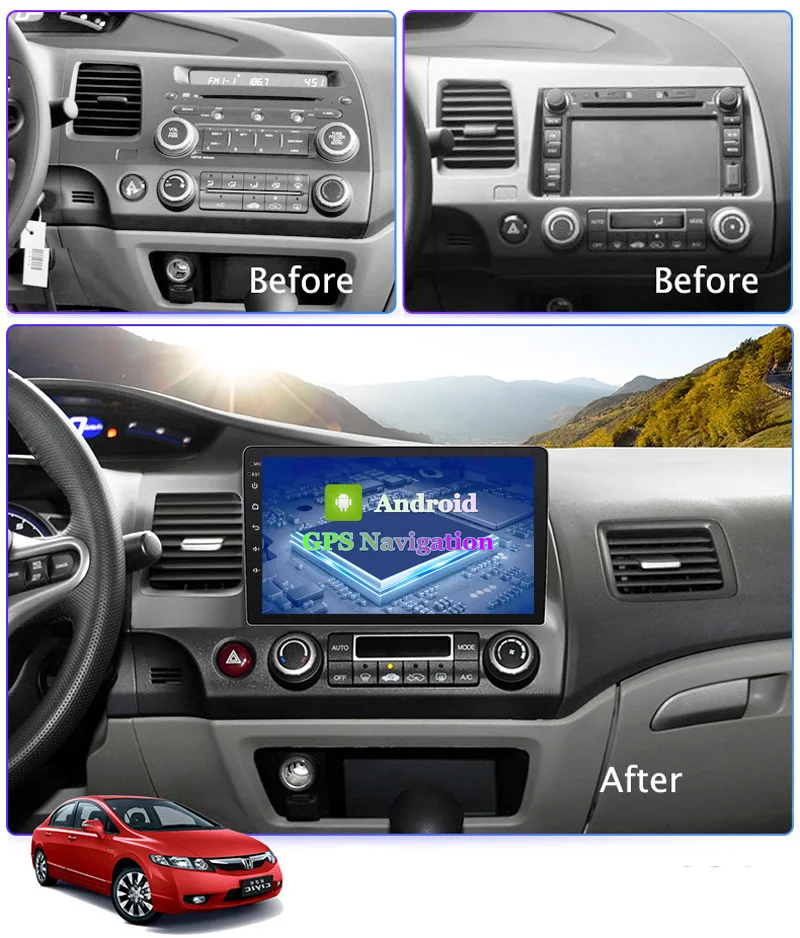 9 дюймов Android 10 автомобиля радио Quad-Core IPS Tochscreen GPS мультимедийный плеер для 2006-2011 Honda