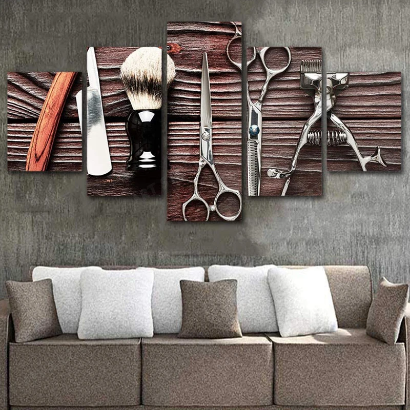 5 шт. настенные картины на холсте для парикмахерской