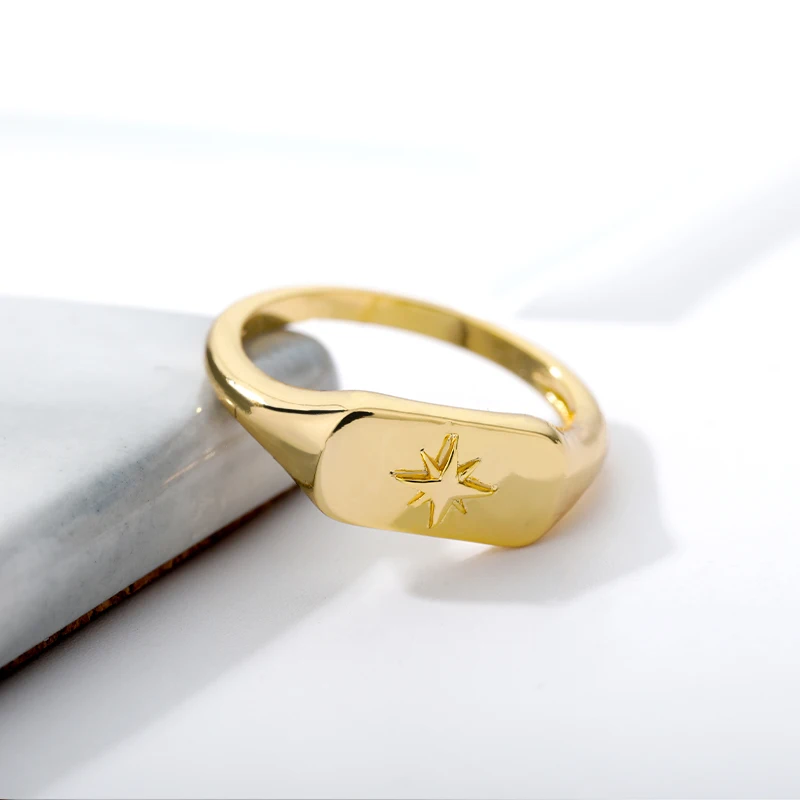 

Geometric Square Board Ring Fashion Star Rings For Women Men Gold Color Finger Ring Jewelry Friendship Gifts Bijoux Bague Femme