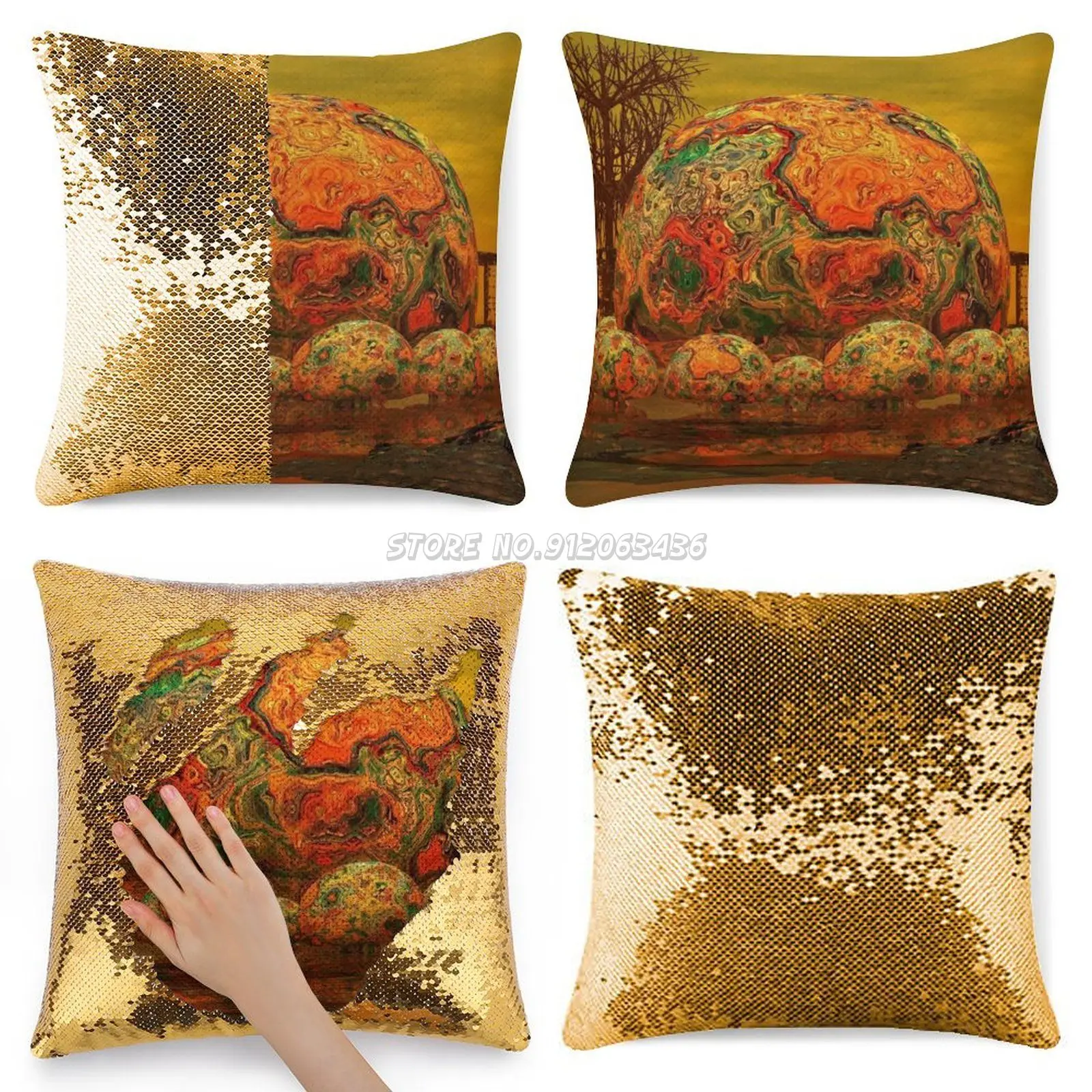 

Блестящий чехол с подушкой, чехол с подушкой 40 см x 40 см, дистопия