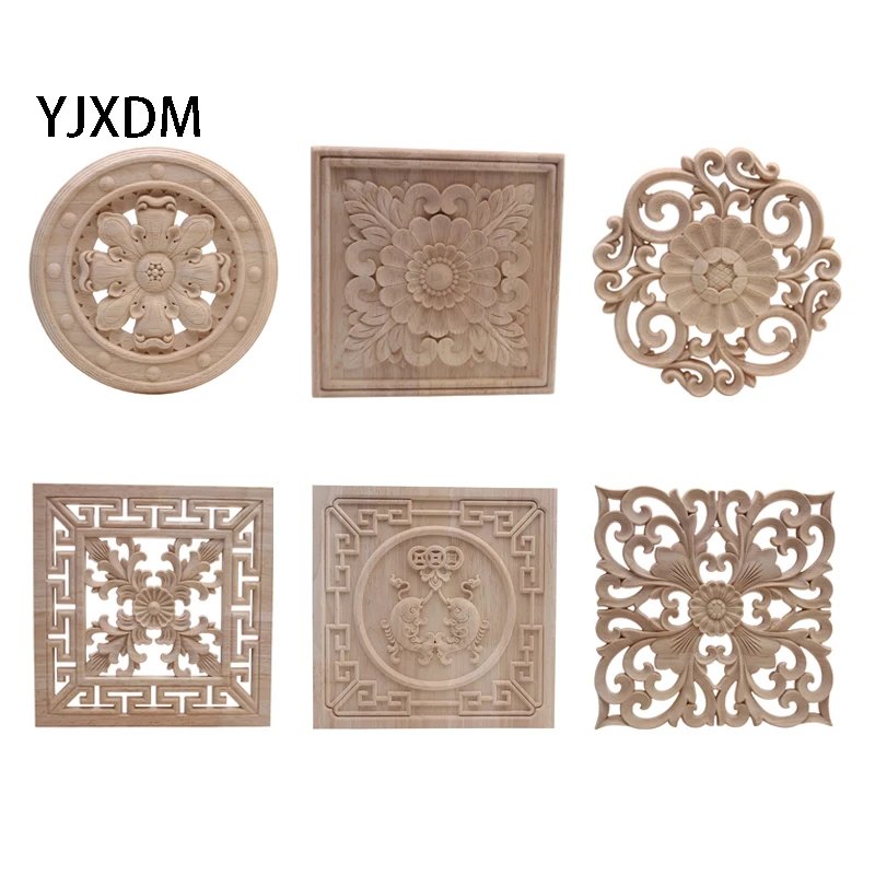 

YJXDM винтажные неокрашенные изысканные деревянные Аппликации, зеркальные деревянные молдинги, круглые деревянные украшения для дома, углов...