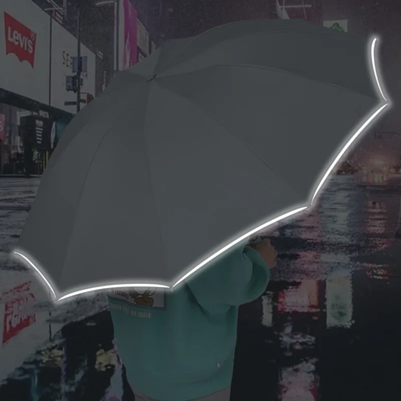 Safety Anti-Rebound Umbrella Reflective Stripe Automatic 10-Bone plus-Sized Windproof Explosion-Proof Lock Design |