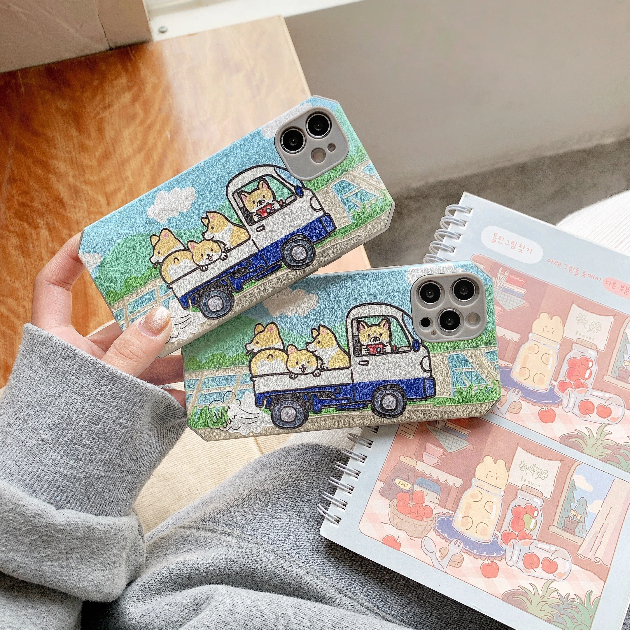 

Jelly Sticker-Spring Outing Dog Suitable for iPhone 12 Pro mobile phone case 11 7 8 plus x xs max xr mini case