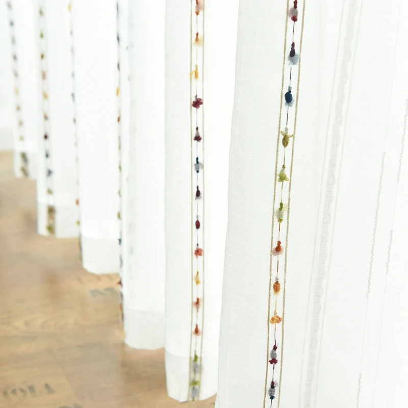 Прозрачные шторы с натуральной вышивкой элегантные занавески из пряжи для