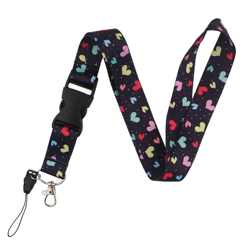 

Cartoon Cute Black White Love Keychain Lanyard For Keys ID Badge Holder Neckband Webbing Mobile Phone DIY Hang Rope Accessories