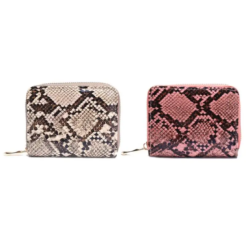 Fashion PU Leather Clutch Women Short Coin Purse Serpentine Money Bag Zipper Wallet Card Holder