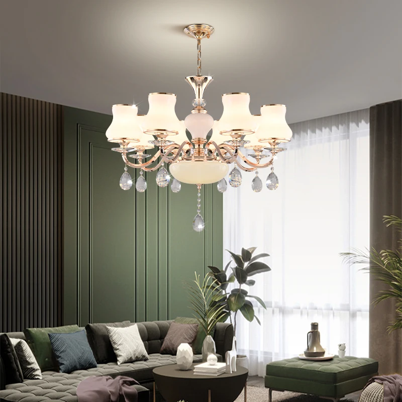 Светодиодные люстры для гостиной современные золотистые металлические лампы