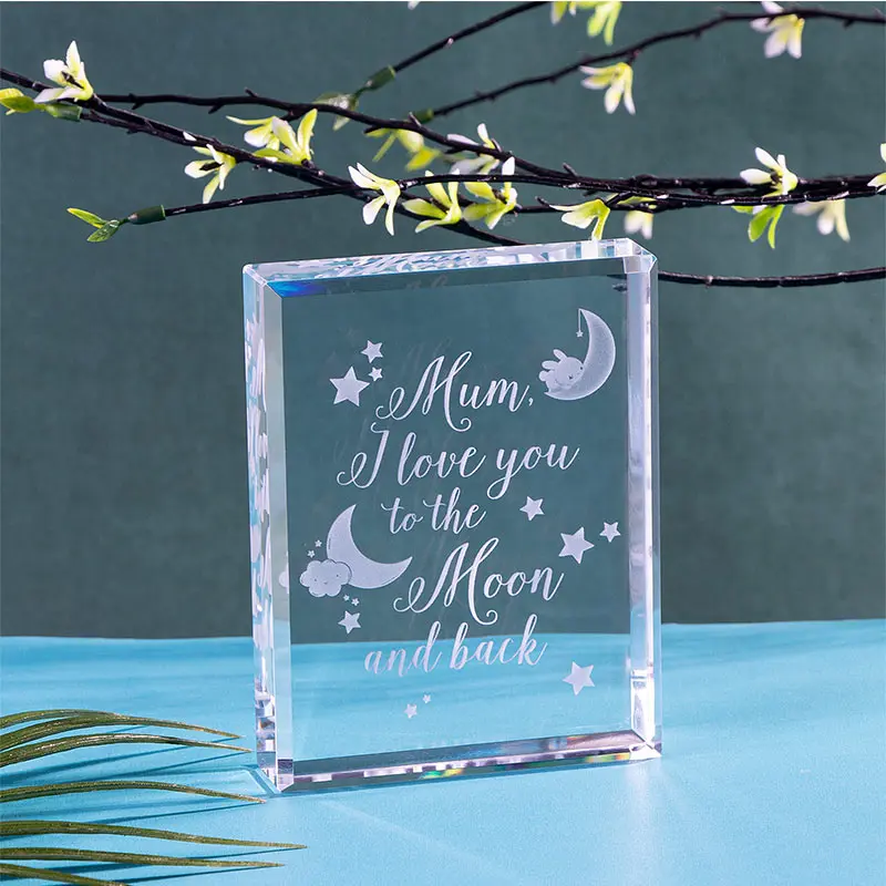 

Gifts for Mum Engraved Crystal Blocks Mum I Love You To the Moon and Back Present, Special Mother‘s Day Gifts from Daughter