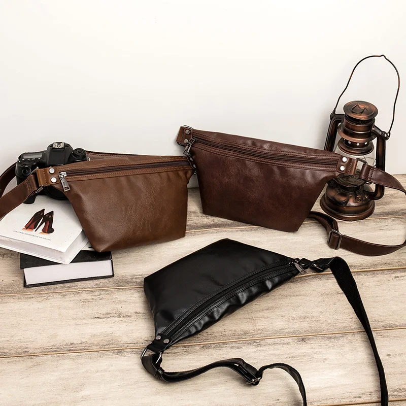 

Модная мужская сумка из высококачественной искусственной кожи, однотонный поясной кошелек унисекс, забавные мужские Клатчи через плечо