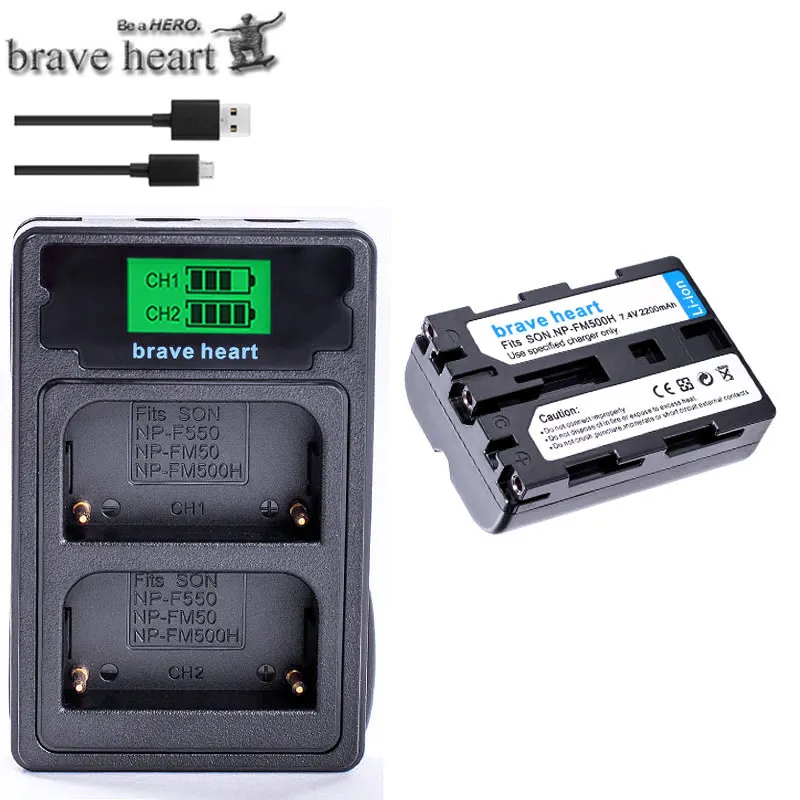 charger and 1battery NP-FM500h для sony батарея NP FM500h камера 2200mA батарея+ ЖК двойное зарядное устройство для sony Alpha a58 A65 A77 A99 A350 A550 A580 A900 - Цвет: charger and 1battery