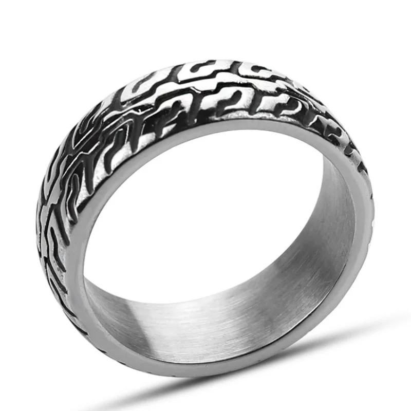 

Megin D Punk Vintage Simple Boho Pattern Totem Titanium Steel Rings for Men Women Couple Friend Fashion Design Gift Jewelry