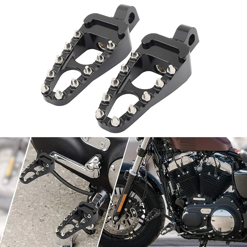 

Motorcycle Foot Pegs Wide-Fat Footpegs Bobber 360 Roating Rear Footrests for Dyna Fatboy Sportster Iron 883