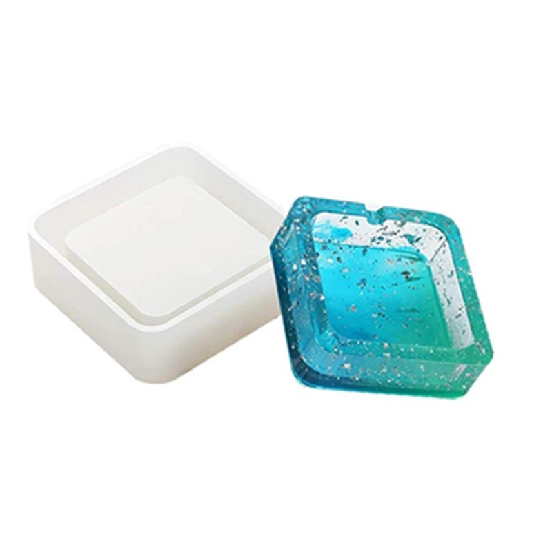 

3 Pcs Square Heart Rhombus Shape Ashtray Mold Epoxy Resin Silicone Molds for DIY Casting Mold Ashtray Mold for Resin