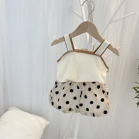 girls sling suit 2021 summer clothes foreign girl polka dot children summer vest shorts two piece suit