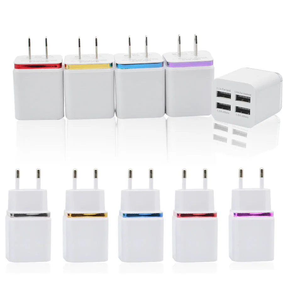 Новое покрытие зарядное устройство 4USB зарядное устройство для мобильного телефона 2.1A 4 USB металлическое боковое зарядное устройство