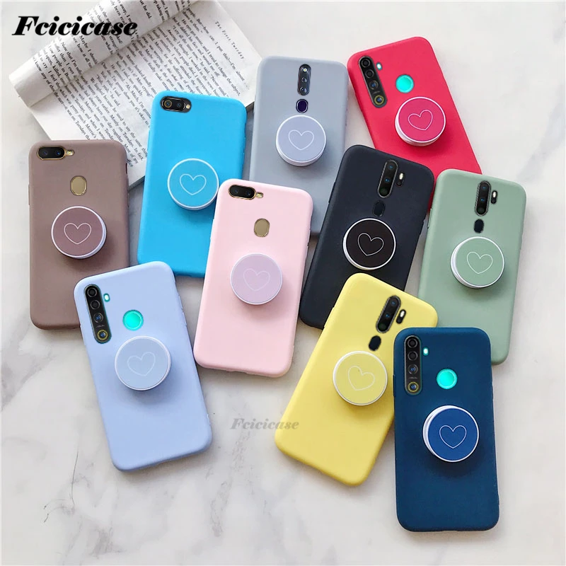 Love Heart Phone Holder Case For OPPO A5S A7 A39 A37 A59 A73 A79 A83 A9 A5 2020 Silicone Soft TPU Cover|Бамперы| |