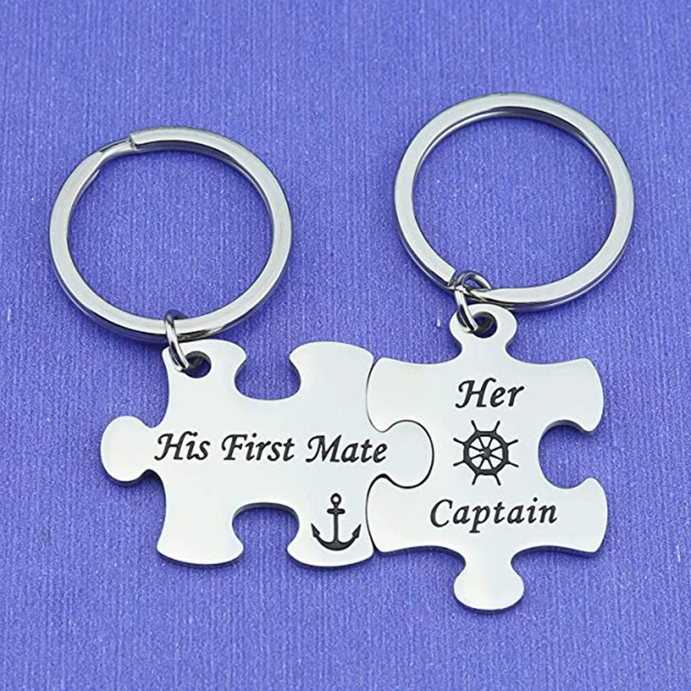 Yamily пара нержавеющие стальные брелки ее капитан его первый помощник головоломка
