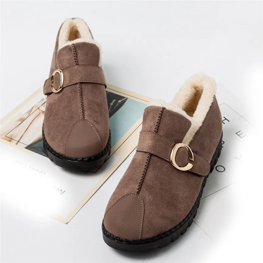 Женские утепленные ботинки Короткие хлопковые модная дамская обувь для снежной